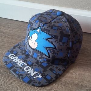 Sega Sonic The Hedgehog Game On! Snapback Baseball Hat Cap Gray Blue